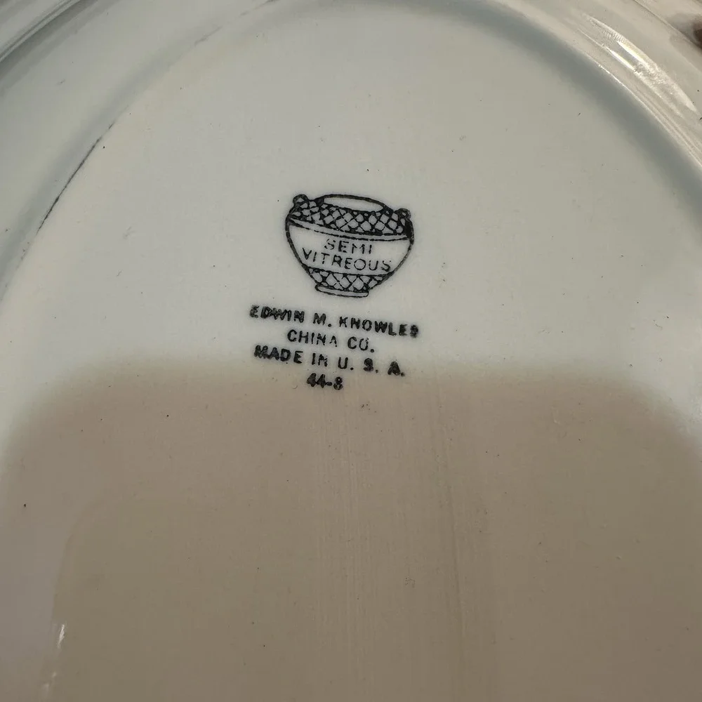 VTG 1940 Edwin M Knowles Semi Vitreous Tia Juana Oval Serving Platter‎ 13